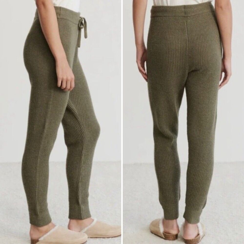 Baby Alpaca Blend Fisherman Ribbed Jenni Kayne Sweatpants Olive Green XS